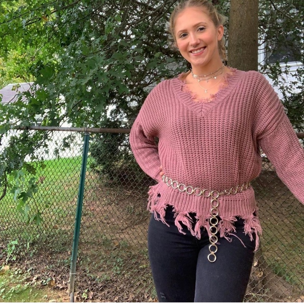 Muave Fringed Sweater